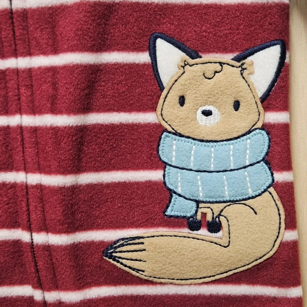 NWT Carter's 3 Months Fox Burgandy‎ Fleece Sleep & Play Footed Pajamas 2 Way Zip